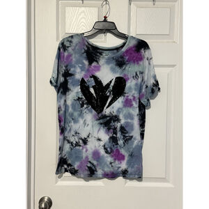 Torrid LoveSick Relaxed Fit Crew Tee - Heart Tie-Dye Multi Plus Sz 0X Guc